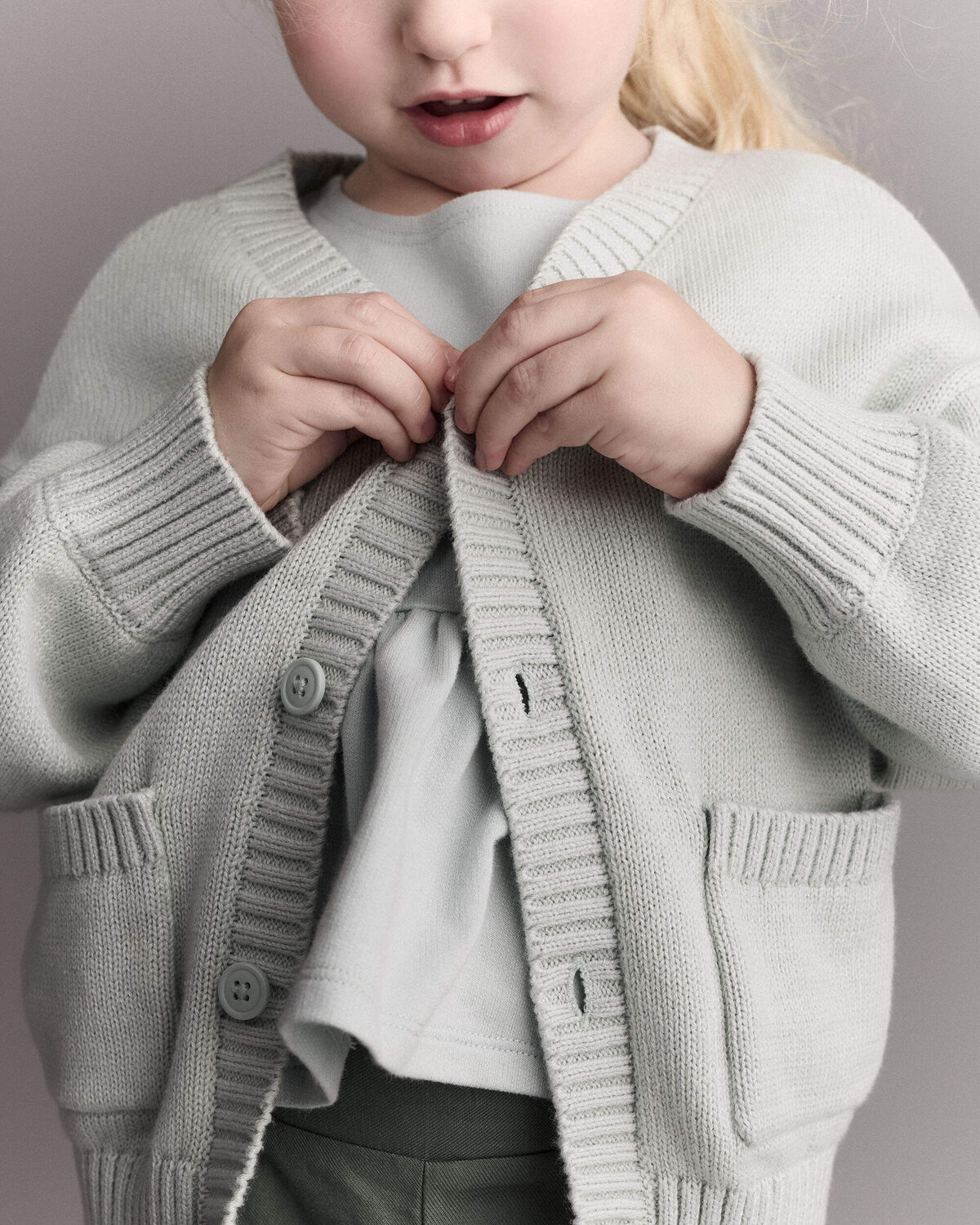 Toddler Girl Cardigan with Avenue Pockets - Light Blue - Image 3