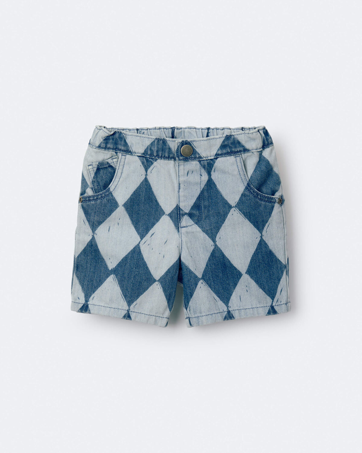 Toddler Boy Bermuda Shorts in Diamond Denim Print - Image 2