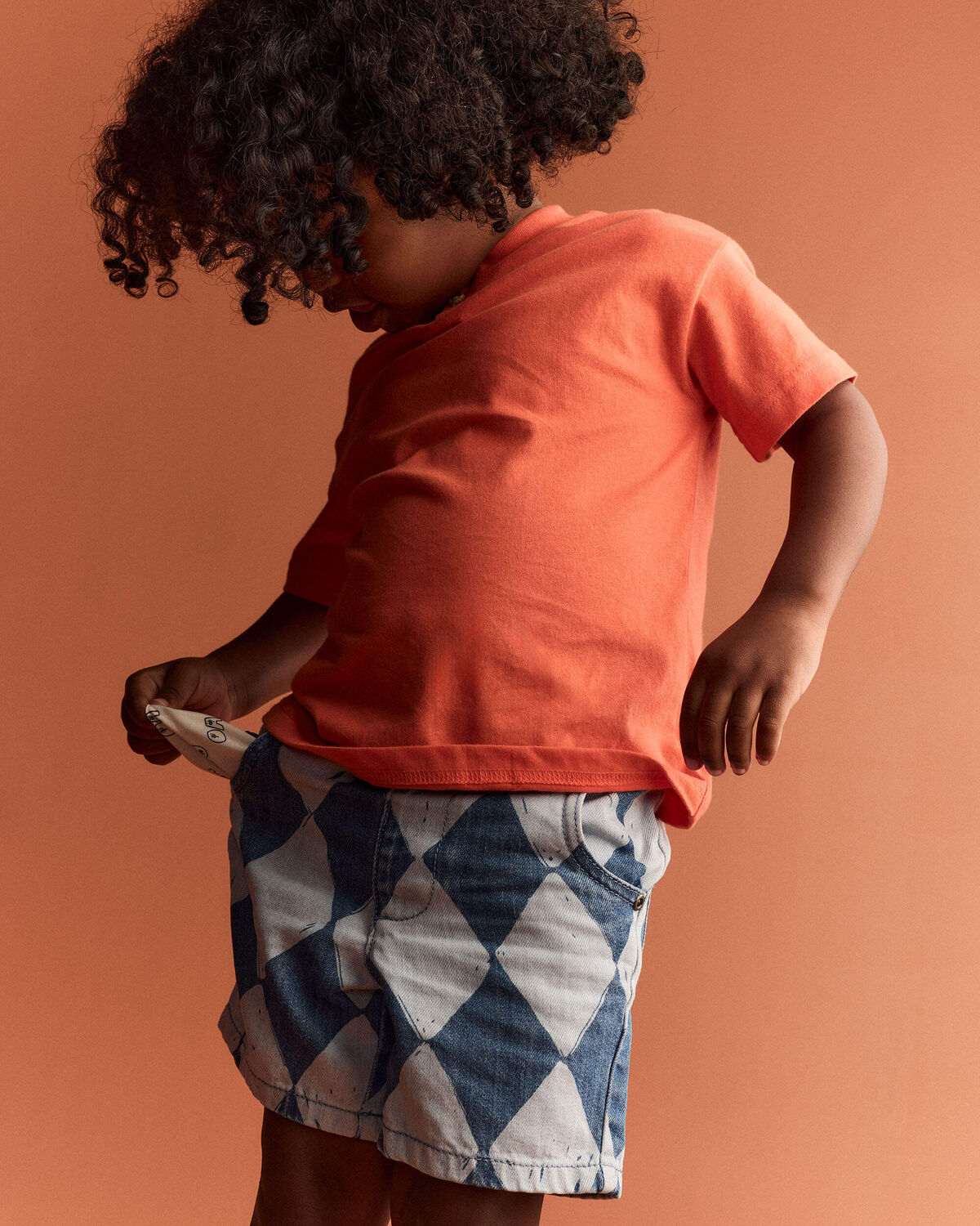 Toddler Boy Bermuda Shorts in Diamond Denim Print - Image 4