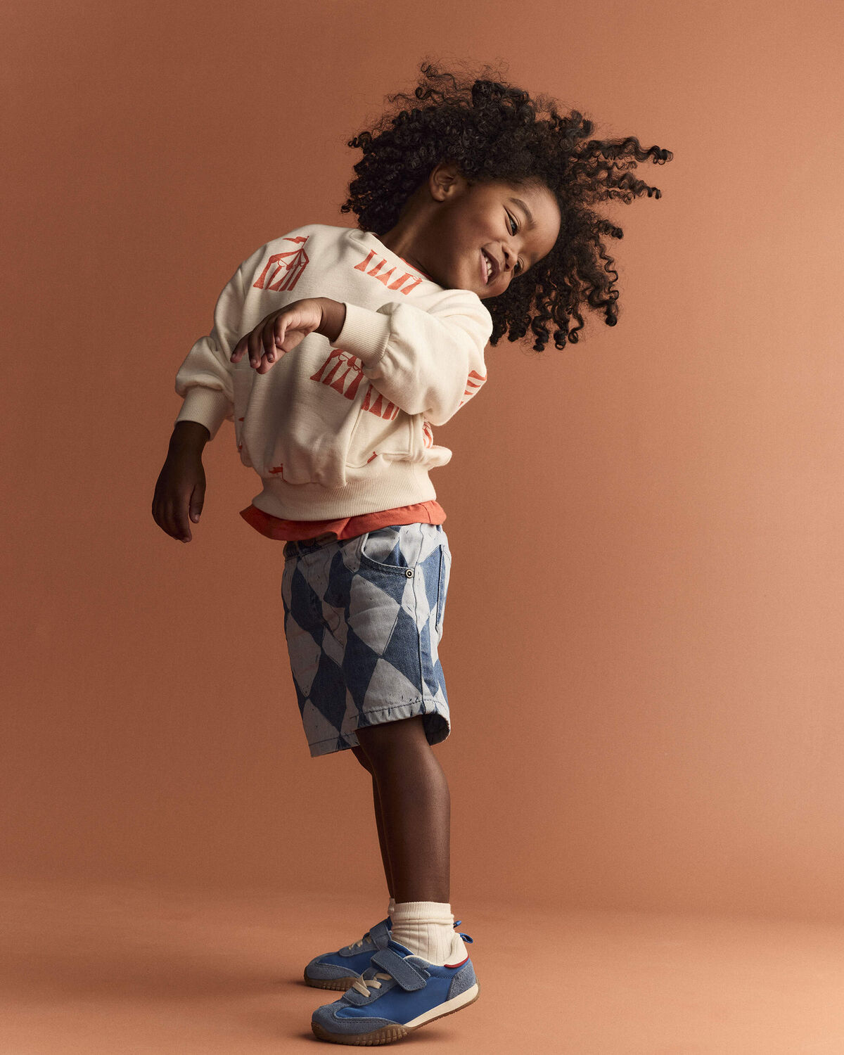 Toddler Boy Bermuda Shorts in Diamond Denim Print - Image 3