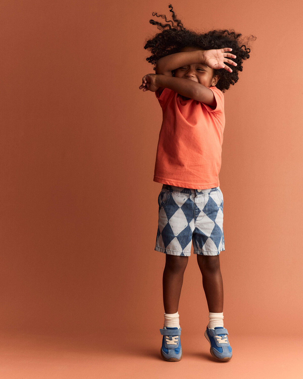 Toddler Boy Bermuda Shorts in Diamond Denim Print - Image 5