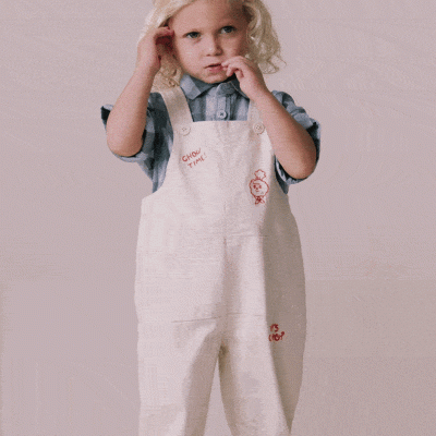 Toddler 'What's Cooking' Overall with Kanga Pocket - Cream