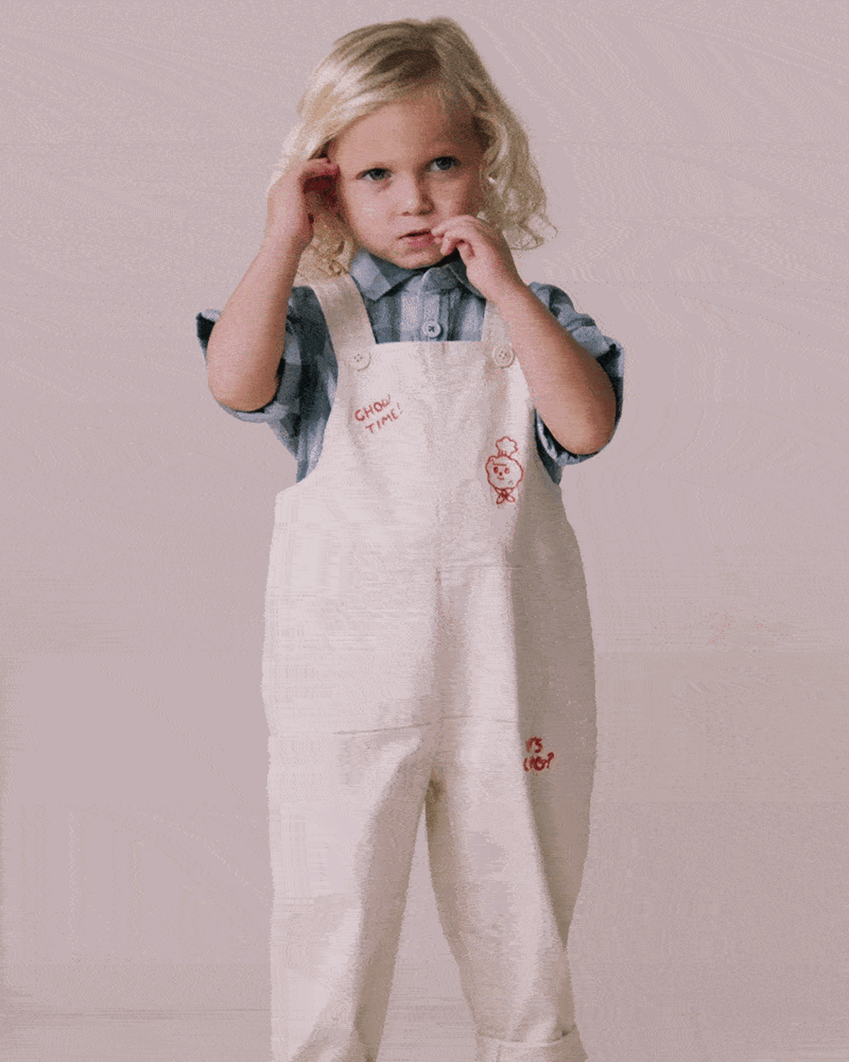 Toddler 'What's Cooking' Overall with Kanga Pocket - Cream