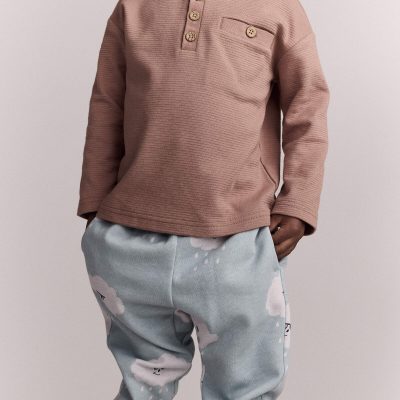 Toddler Boy Long Sleeve Henley - Mocha Brown