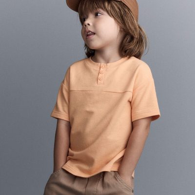 Toddler Boy Henley Tee - Orange