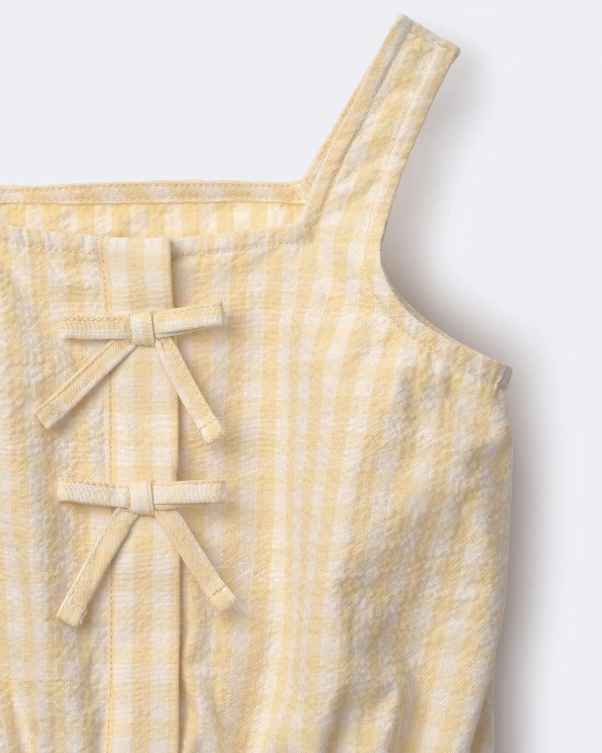 Toddler Girl Gingham Peplum Top with Bows - Yellow - Image 5