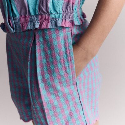 Toddler Girl Scalloped Gingham Shorts - Blue/Purple