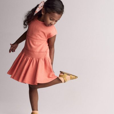 Toddler Girl Drop Waist Short-Sleeve Dress - Orange