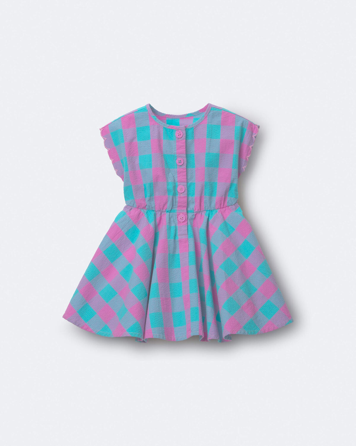 Toddler Girl Avenue Twirl™ Gingham Scalloped Dress - Purple/Blue - Image 2