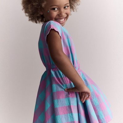 Toddler Girl Avenue Twirl™ Gingham Scalloped Dress - Purple/Blue