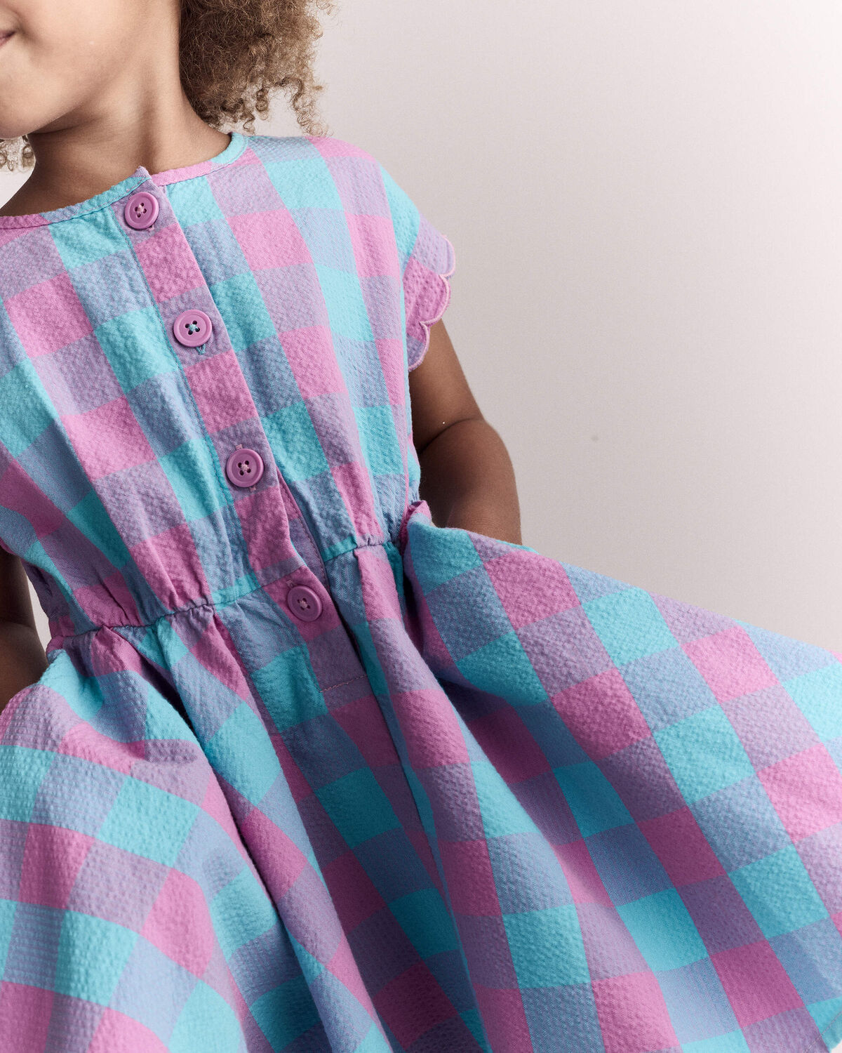 Toddler Girl Avenue Twirl™ Gingham Scalloped Dress - Purple/Blue - Image 4
