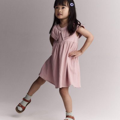Toddler Girl Ruffle Collar Dress - Light Pink