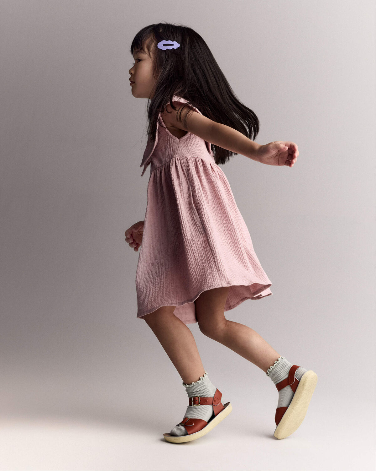 Toddler Girl Ruffle Collar Dress - Light Pink - Image 4