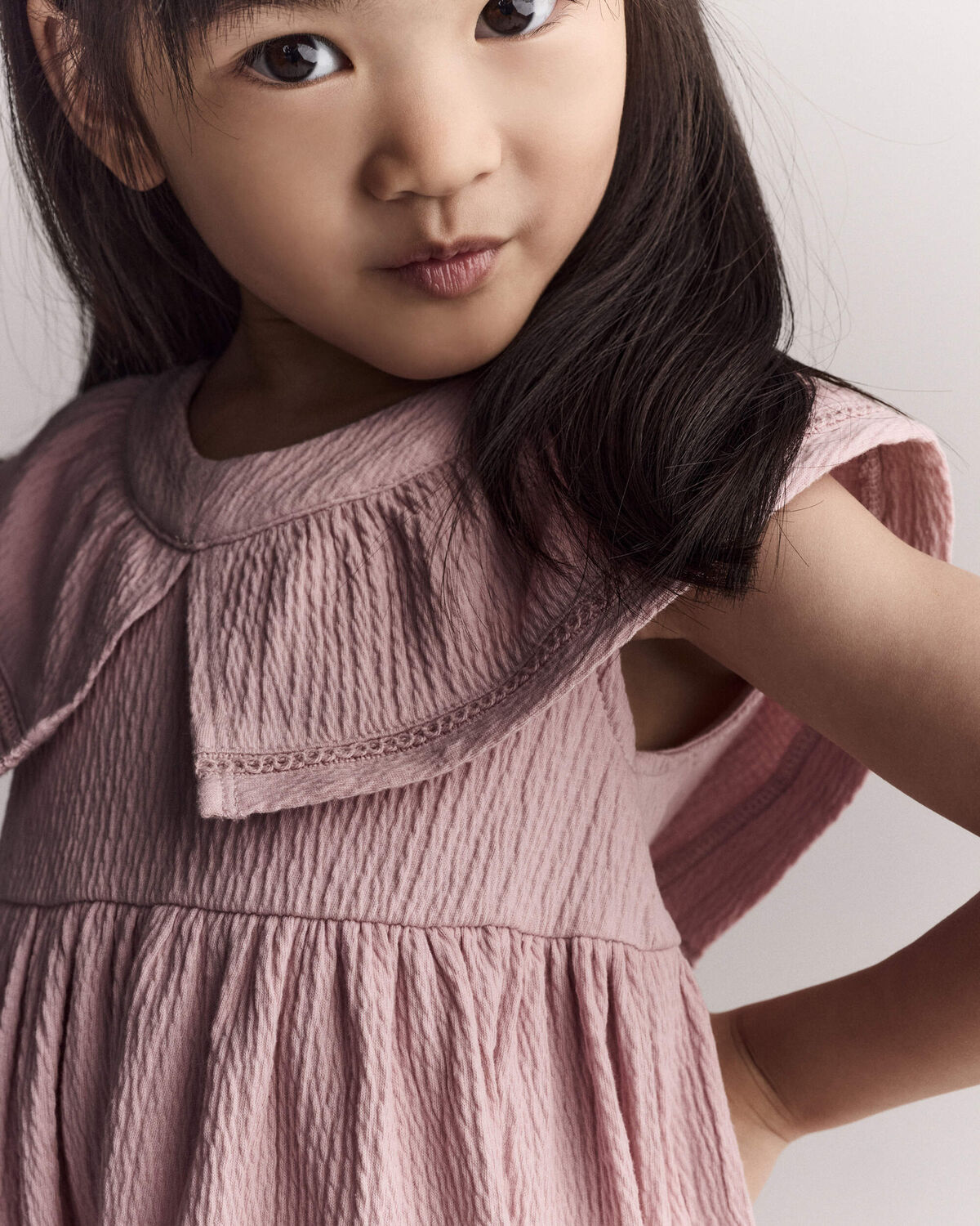 Toddler Girl Ruffle Collar Dress - Light Pink - Image 6