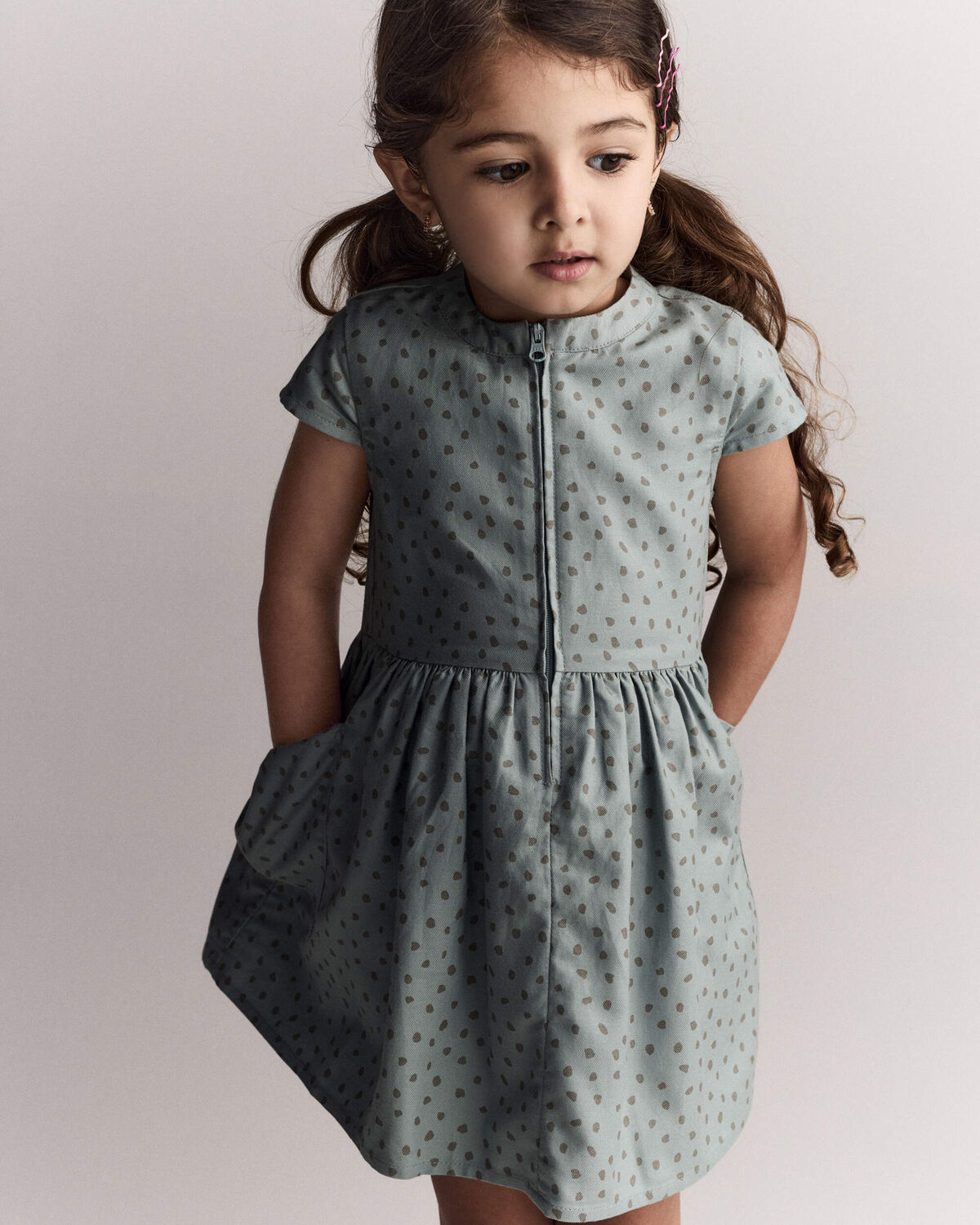 Toddler Girl Laura Dress with Pockets - Pale Blue - Image 5