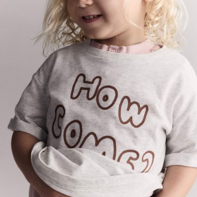 Toddler 'How Come' Rolled Cuff Tee - Heathered Grey
