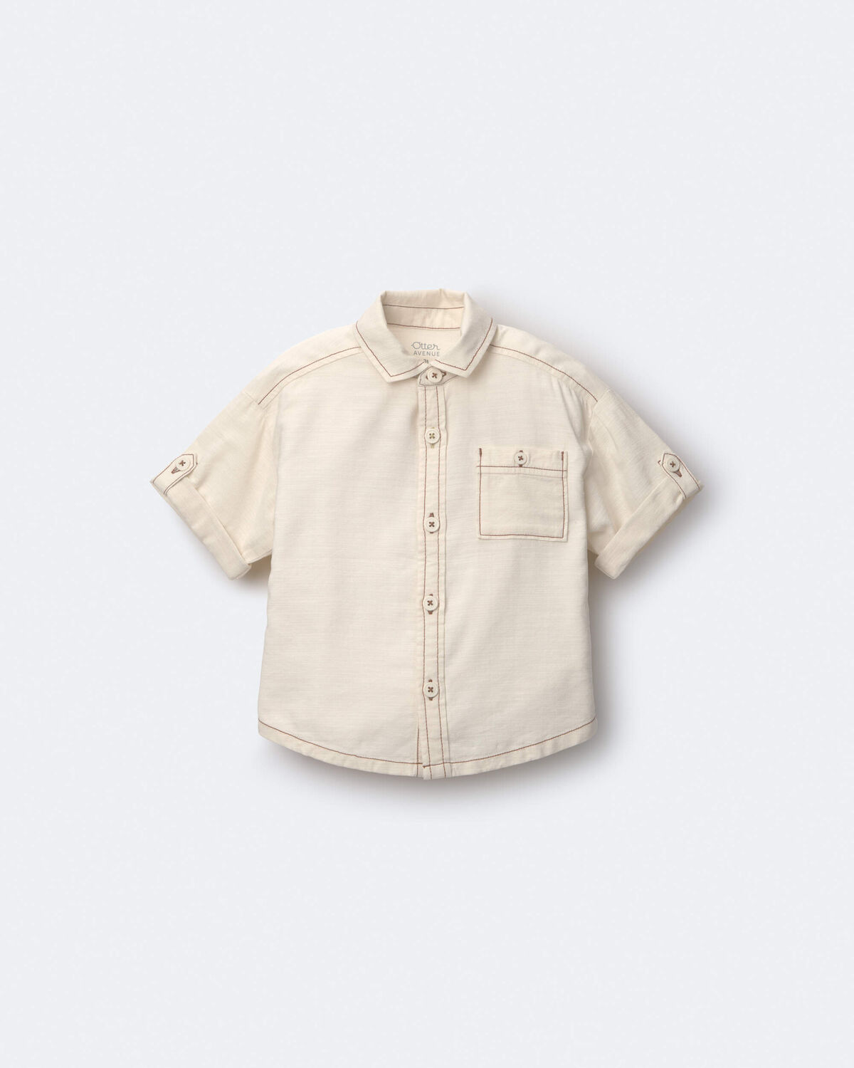 Toddler Boy Button-Down Short-Sleeve Shirt - Cream - Image 2