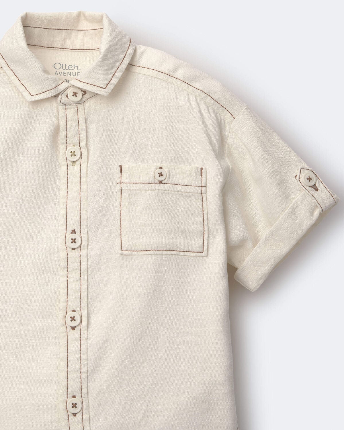 Toddler Boy Button-Down Short-Sleeve Shirt - Cream - Image 4