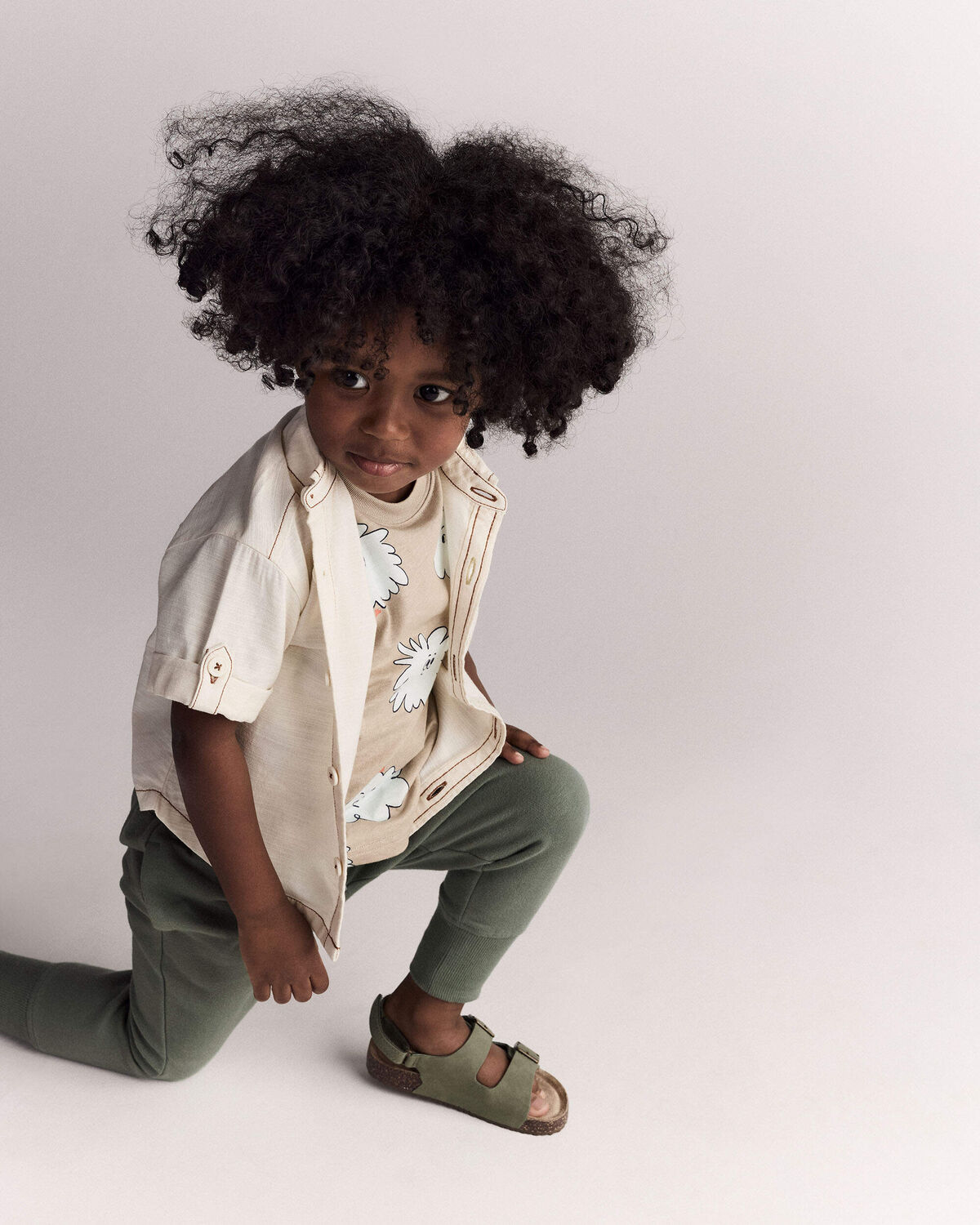 Toddler Boy Button-Down Short-Sleeve Shirt - Cream - Image 5