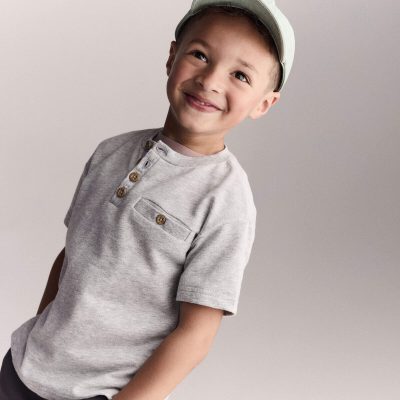 Toddler Boy Button-Front Tee - Grey