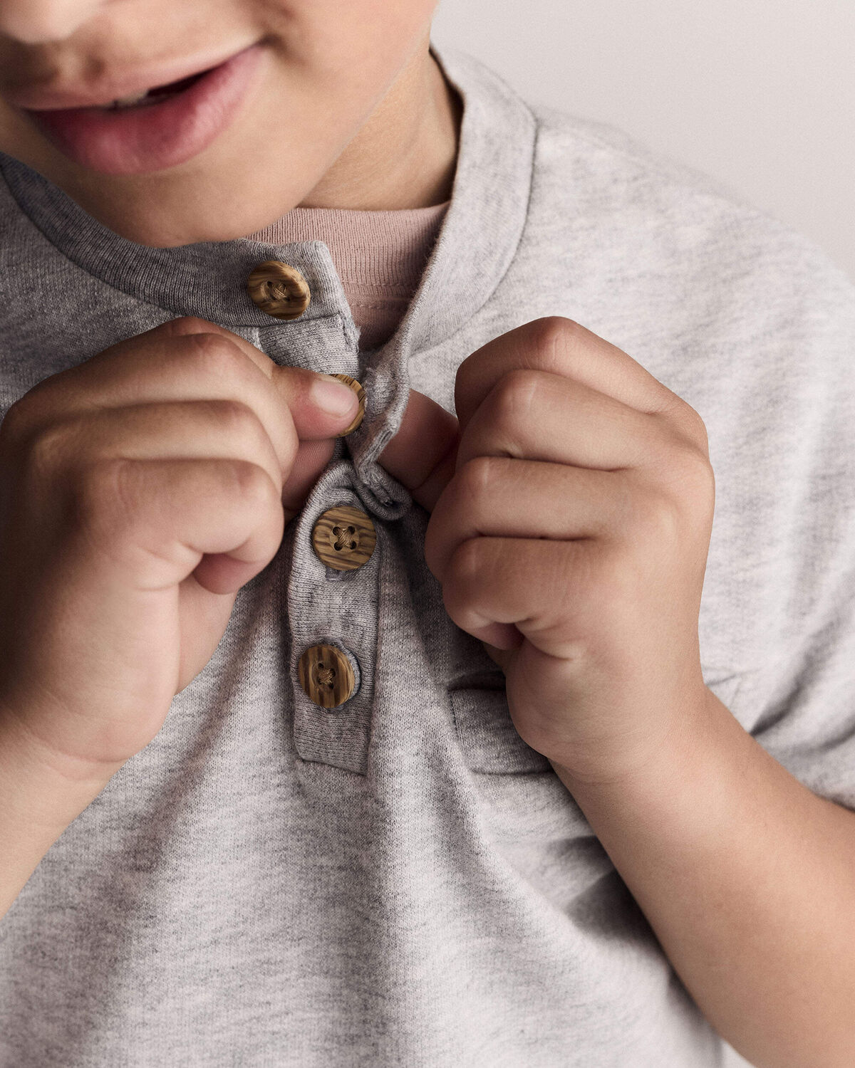 Toddler Boy Button-Front Tee - Grey - Image 3