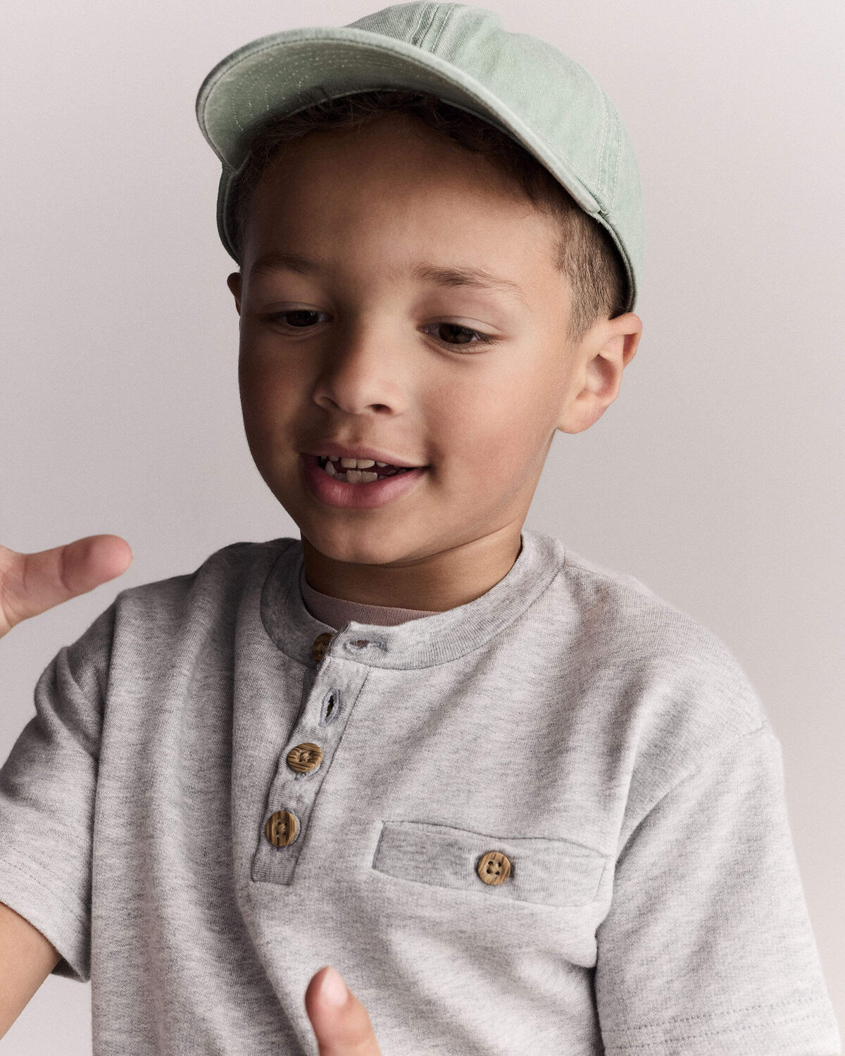 Toddler Boy Button-Front Tee - Grey - Image 5