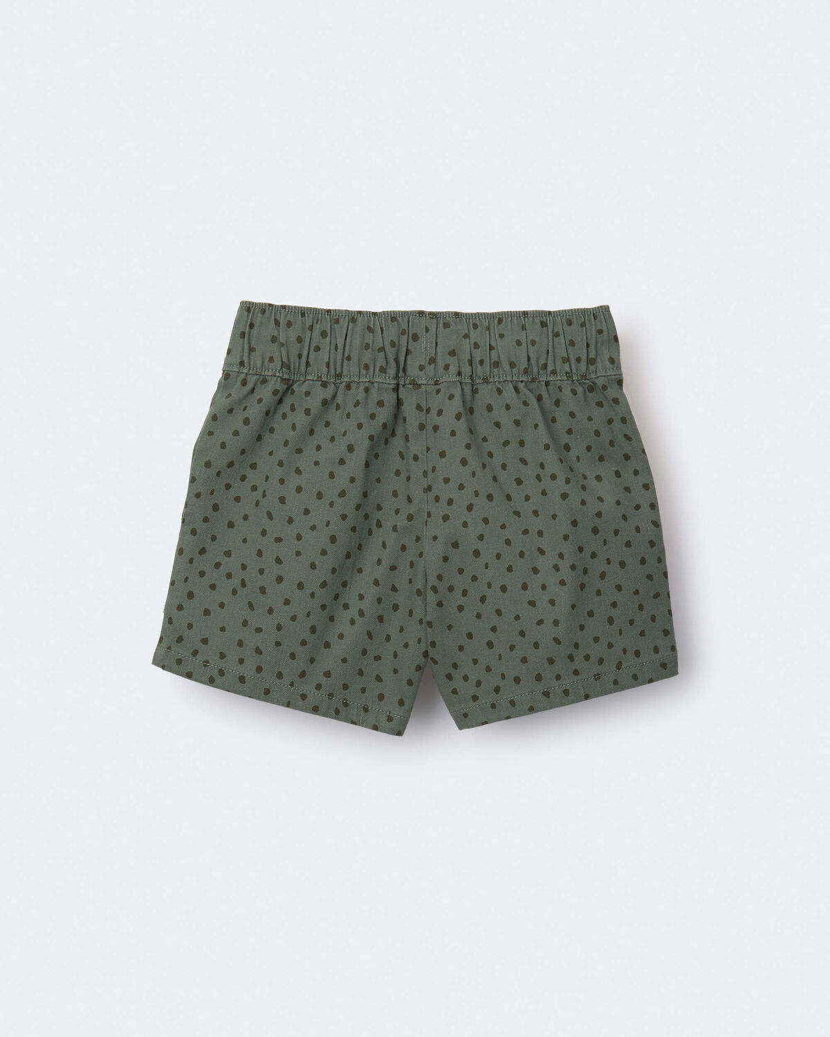 Toddler Standard Shorts with Pockets in Dot Print- Olive - Image 6