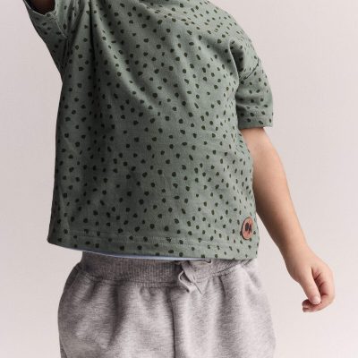 Toddler Relaxed Tee in Dot Print - Olive