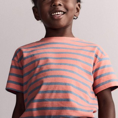 Toddler Boy Relaxed Tee in Stripes - Orange/Blue