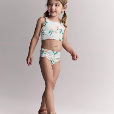 Toddler Girl Tankini in Floral Print - Light Green