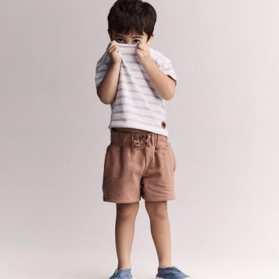 Toddler Relaxed Tee in Stripes- Blue/Purple
