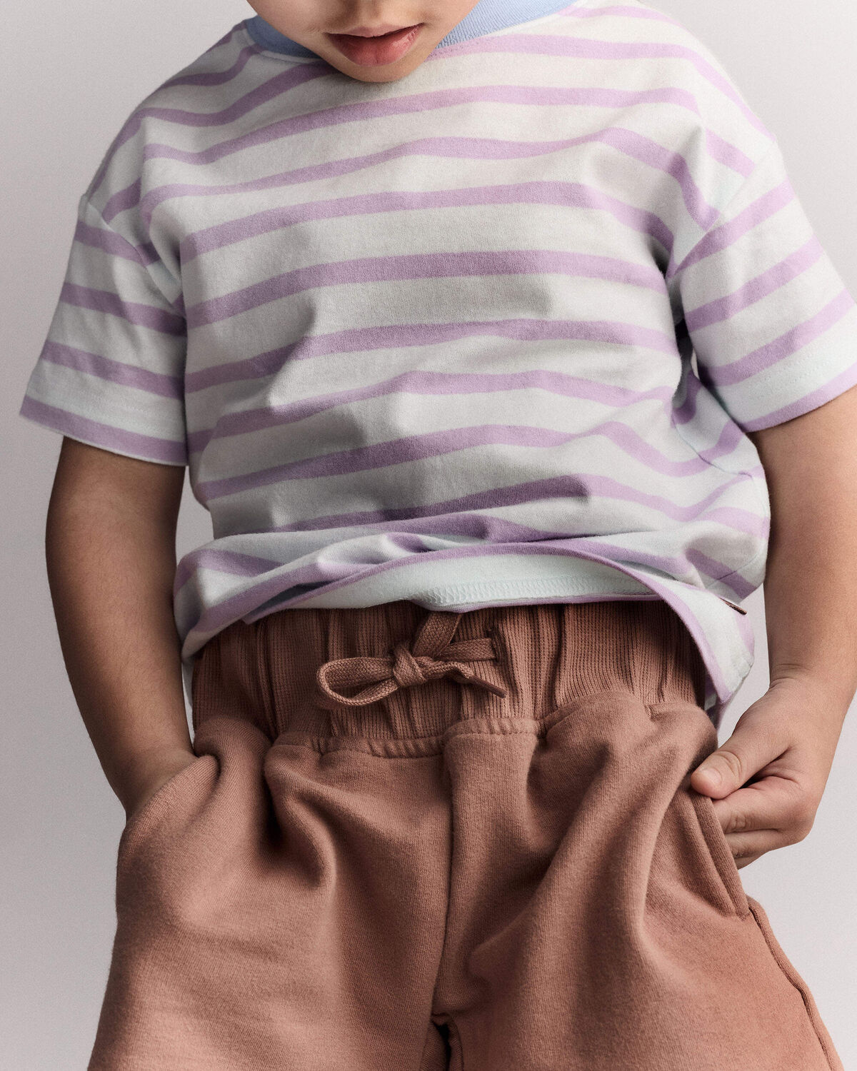 Toddler Relaxed Tee in Stripes- Blue/Purple - Image 3