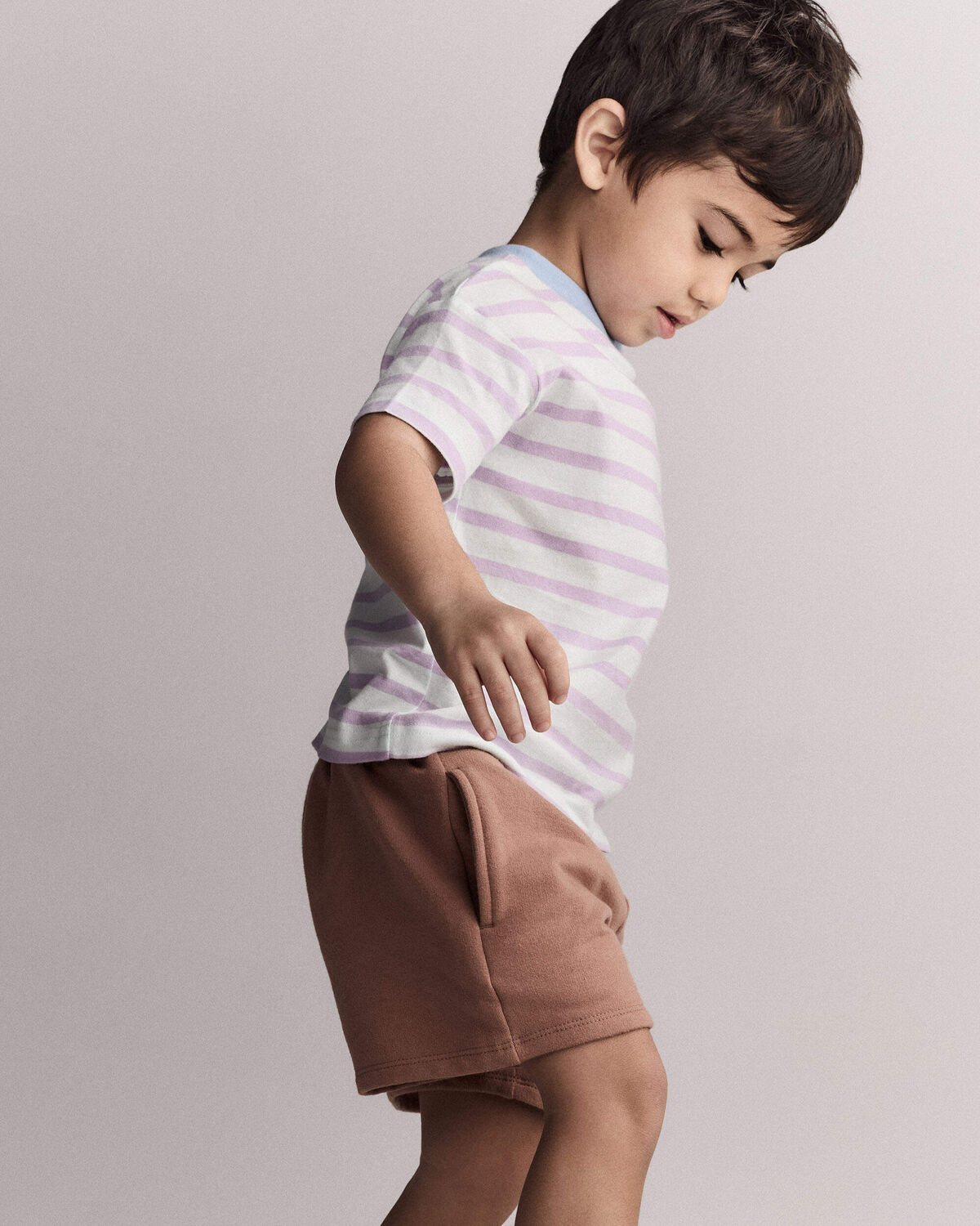 Toddler Relaxed Tee in Stripes- Blue/Purple - Image 4