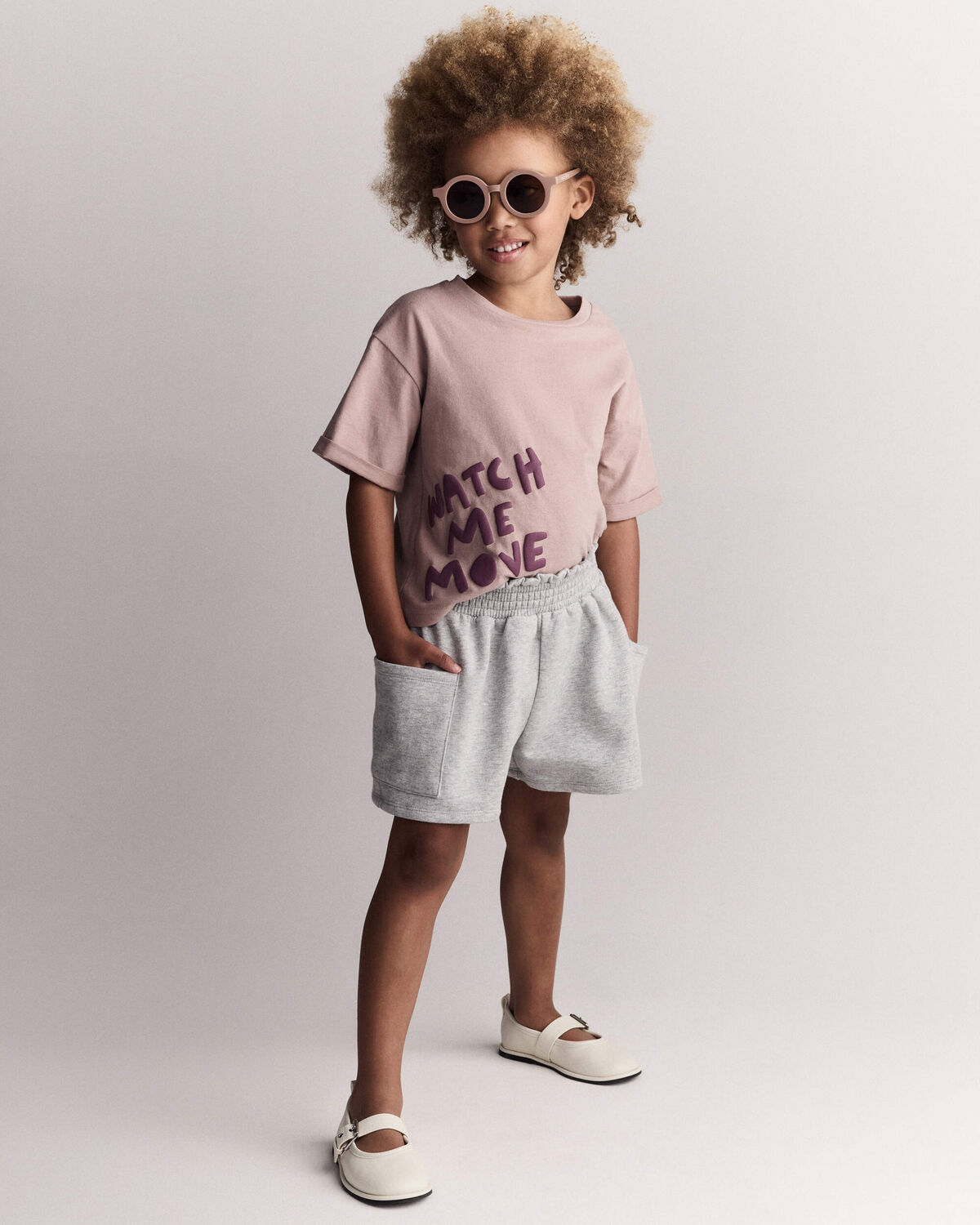 Toddler Girl Fleece Swing Shorts with Pockets - Heathered Grey - Image 3