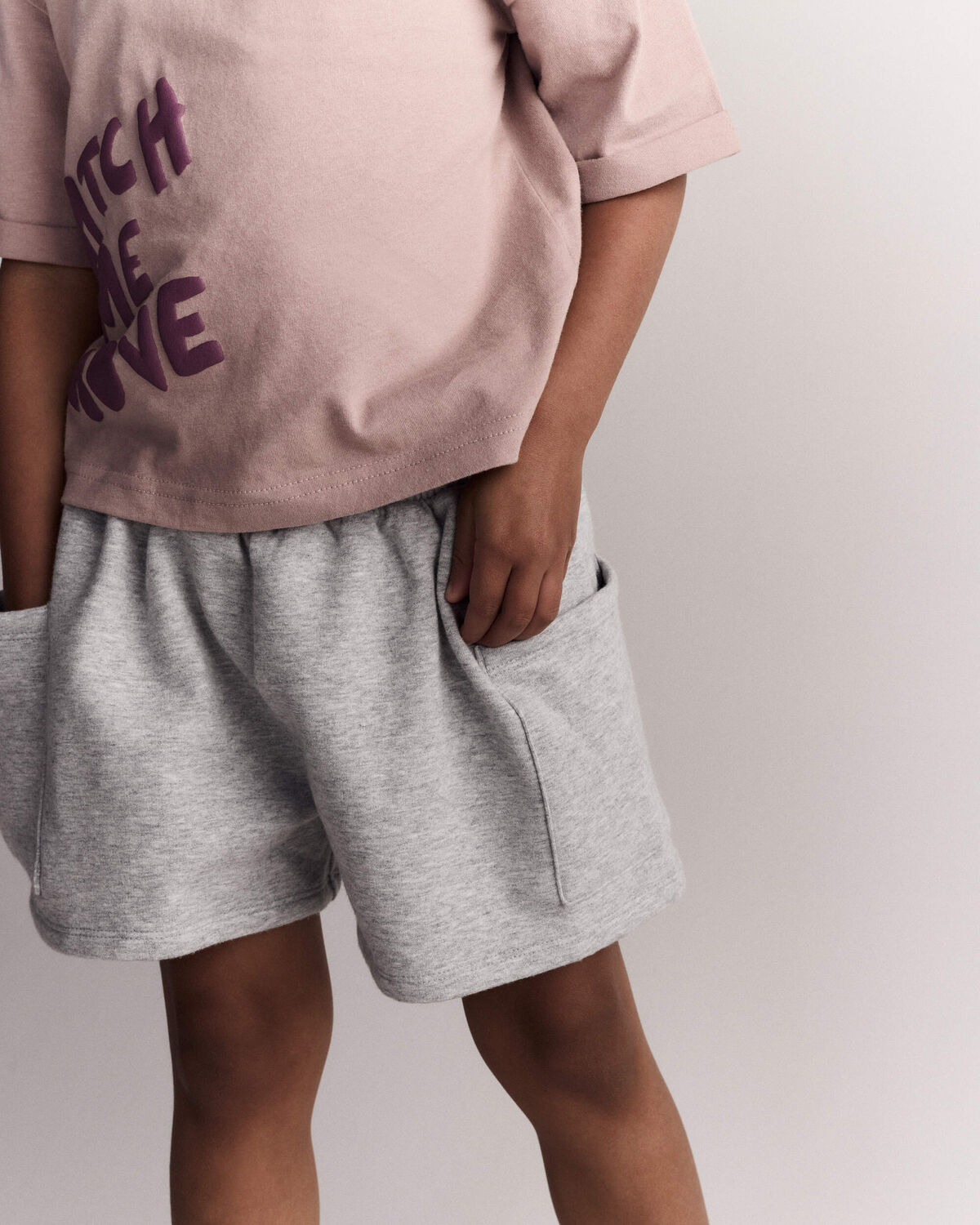 Toddler Girl Fleece Swing Shorts with Pockets - Heathered Grey - Image 4