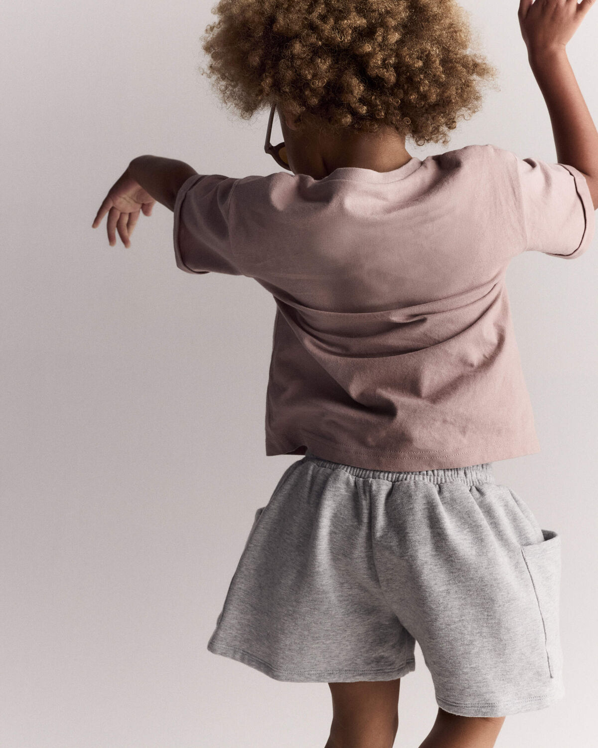 Toddler Girl Fleece Swing Shorts with Pockets - Heathered Grey - Image 5
