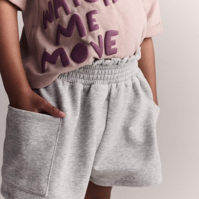 Toddler Girl Fleece Swing Shorts with Pockets - Heathered Grey