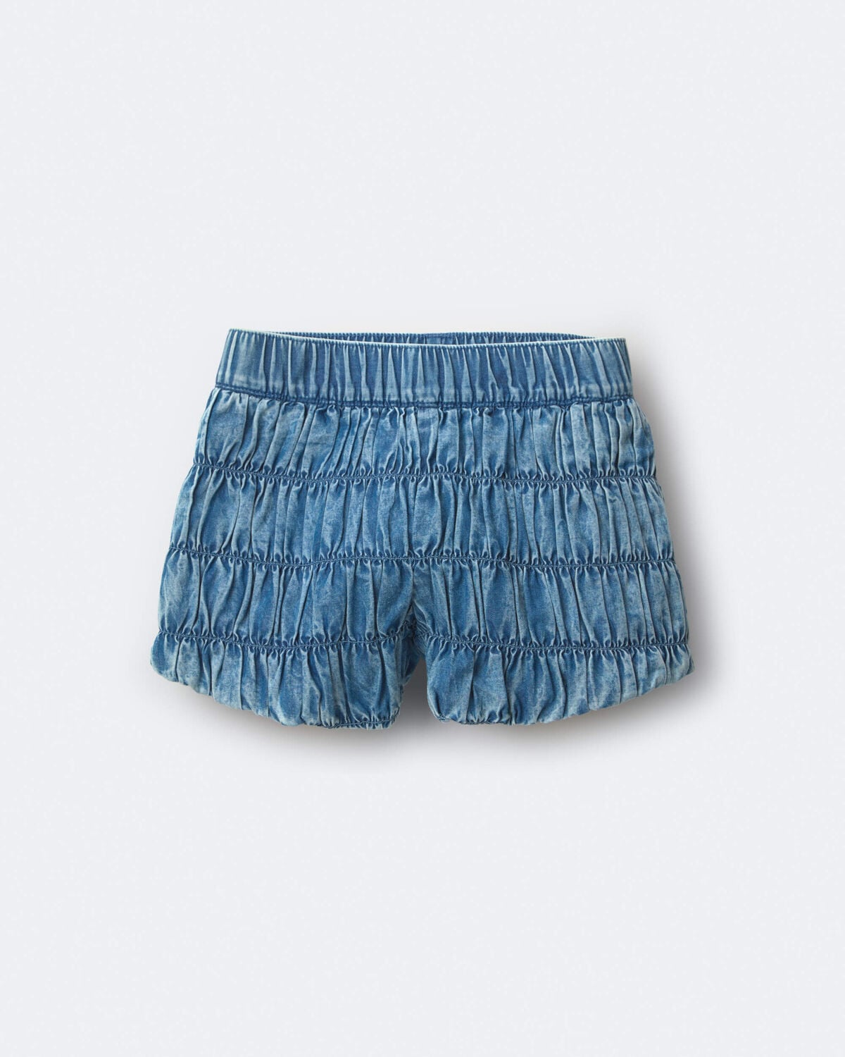 Toddler Girl Ruched Shorts in Chambray - Image 2