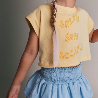 Toddler Girl 'Salty Sun Socials' Boxy Tee - Yellow