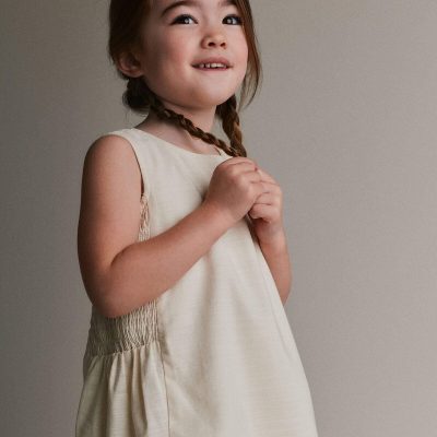 Toddler Girl Smocked Top - Cream
