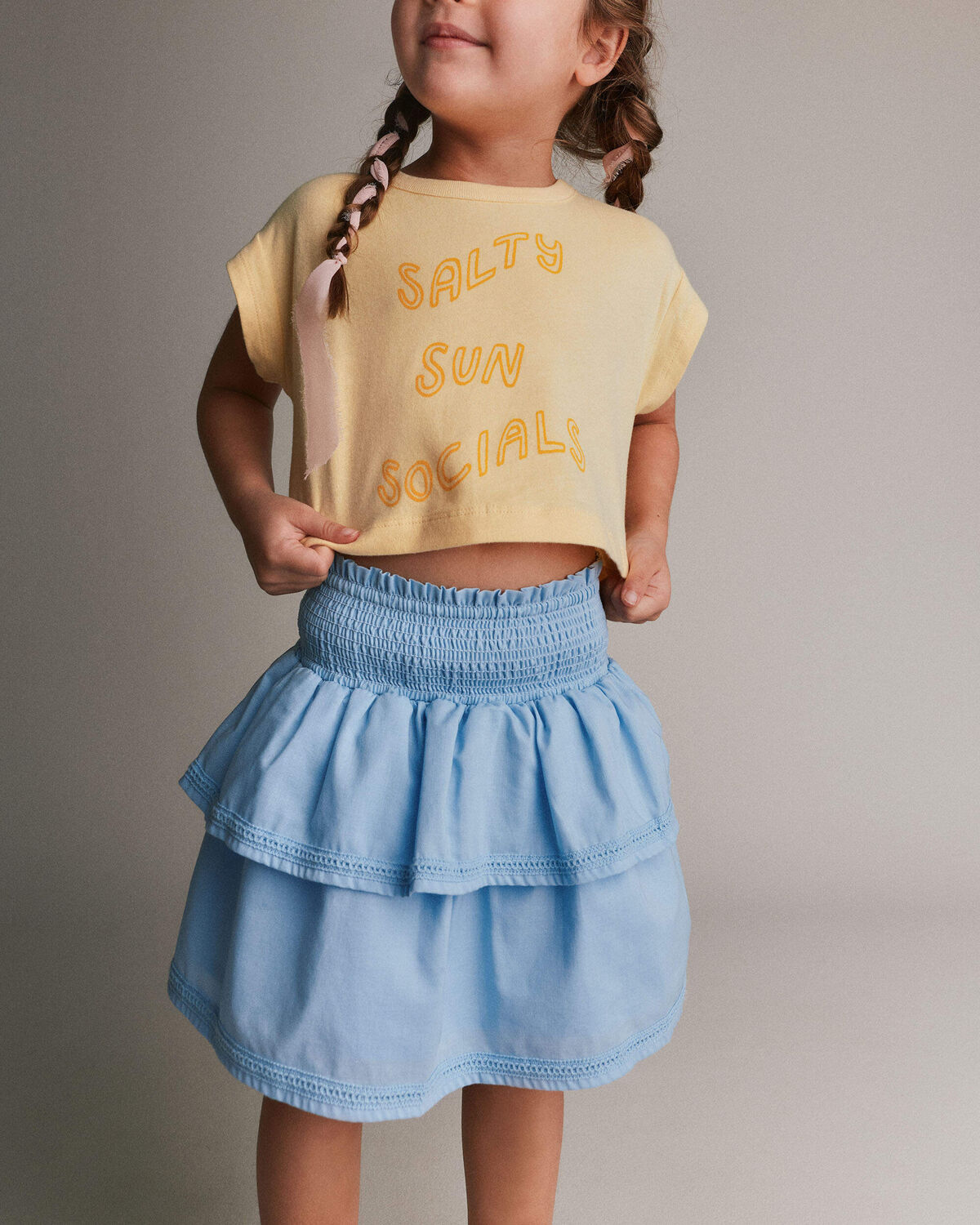 Toddler Girl Smocked Tiered Skirt - Blue - Image 3