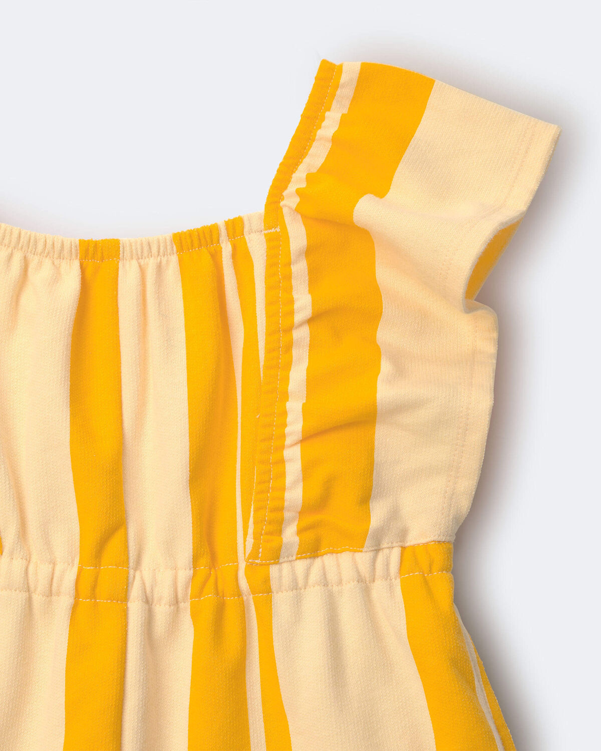 Toddler Girl Ruffle Sleeve Romper in Stripes - Yellow - Image 6