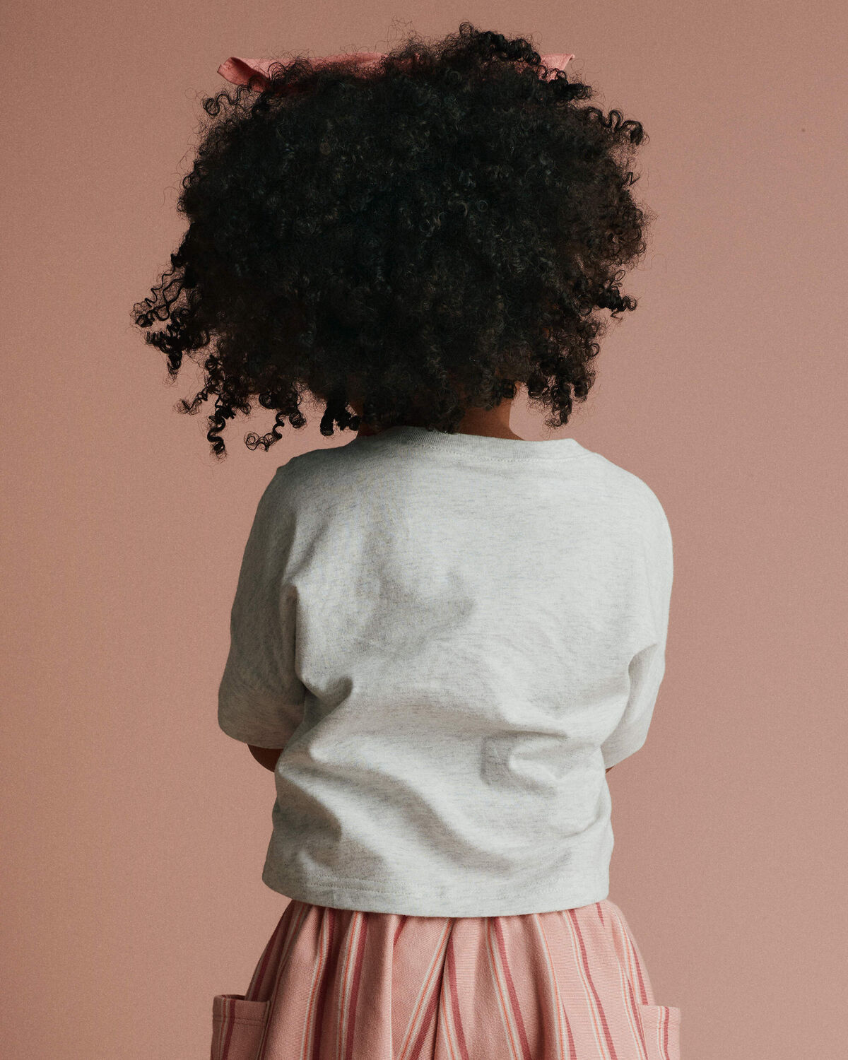 Toddler Girl 'Vibing' High-Low Dolman Tee in Clementine Print - Heather Grey - Image 4