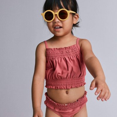Toddler Girl Smocked Tankini Set - Rose