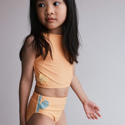 Toddler Girl Floral Tankini Set - Orange