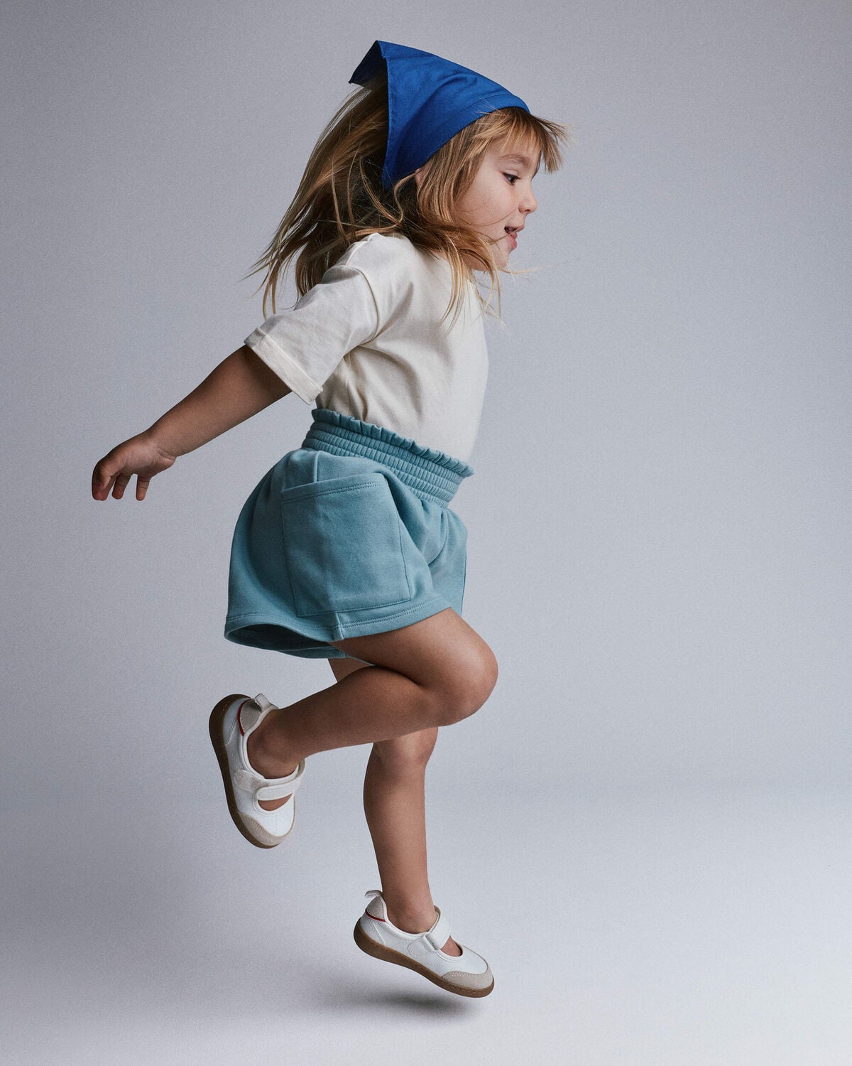 Toddler Girl Swing Shorts with Pockets - Light Blue - Image 3