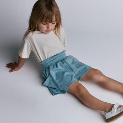 Toddler Girl Swing Shorts with Pockets - Light Blue