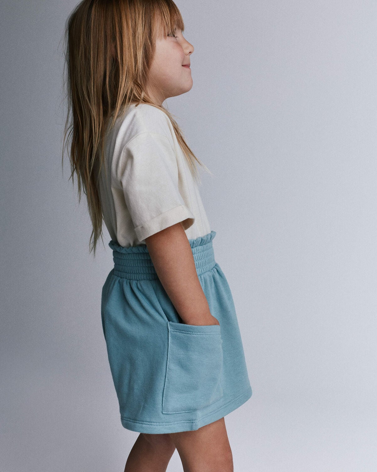 Toddler Girl Swing Shorts with Pockets - Light Blue - Image 4