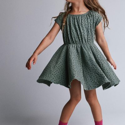 Toddler Girl Avenue Twirl™ Dress in Dot Print - Olive