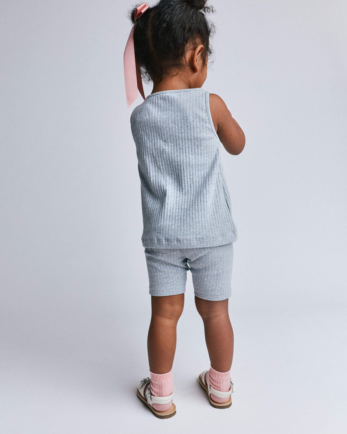 Toddler Girl Brooklyn Bike Shorts - Heather Grey - Image 4